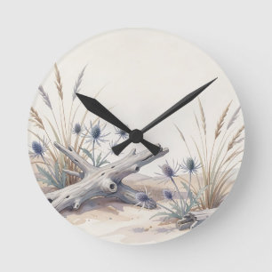 Reloj Redondo Mediano Aguada Costera Madera Flotante Playa Holly 
