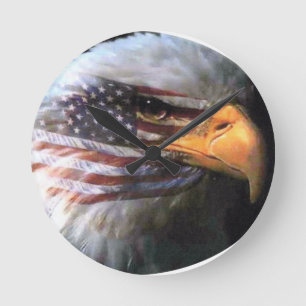 Reloj Redondo Mediano Águila calva - Bandera de Estados Unidos