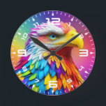 Reloj Redondo Mediano Águila calva de color arcoiris 65456<br><div class="desc">Águila calva de color arcoiris 65456</div>