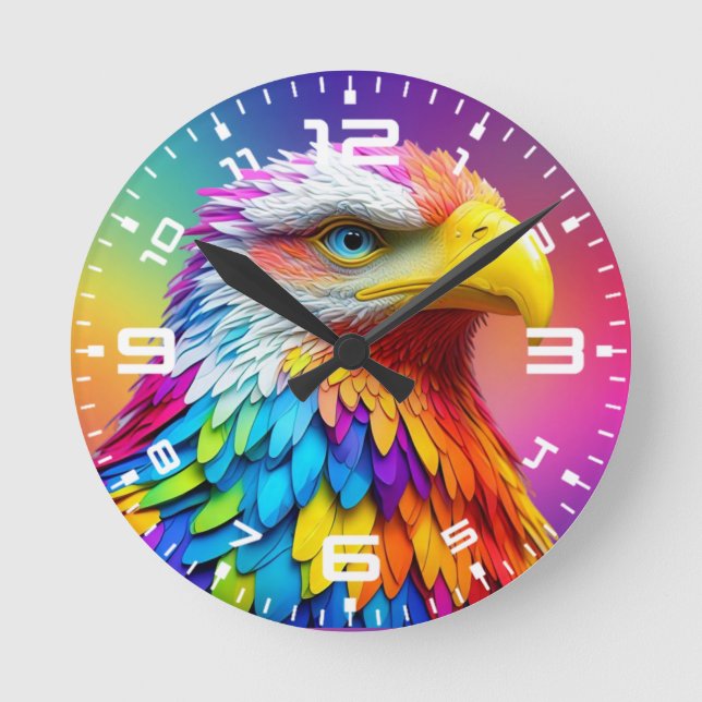 Reloj Redondo Mediano Águila calva de color arcoiris 65456 (Anverso)