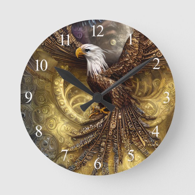 Reloj Redondo Mediano Aguila encantadora de steampunk (Anverso)