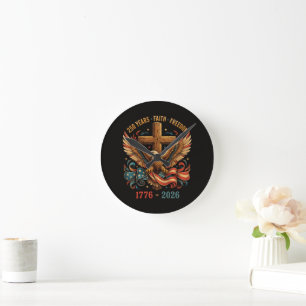 Reloj Redondo Mediano Águila Patriótica 250 Años de Fe y Libertad