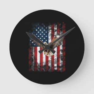 Reloj Redondo Mediano Águila Patriótica 4 de Julio Bandera Americana EEU
