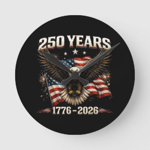 Reloj Redondo Mediano Águila Patriótica de los Estados Unidos 250 Aniver