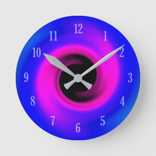 Reloj Redondo Mediano Agujero negro rosa y azul giratorio