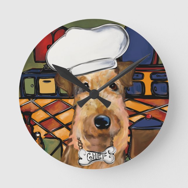 Reloj Redondo Mediano Airedale Terrier (Anverso)