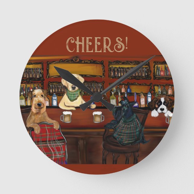 RELOJ REDONDO MEDIANO AIREDALE TERRIER & AMIGOS (Anverso)