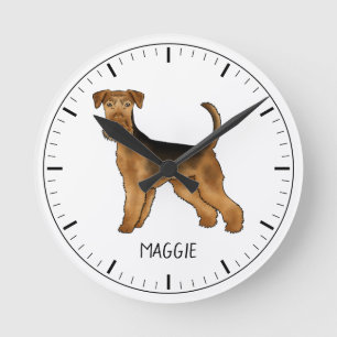 Reloj Redondo Mediano Airedale Terrier Cute Cartog Perro Y Nombre Person