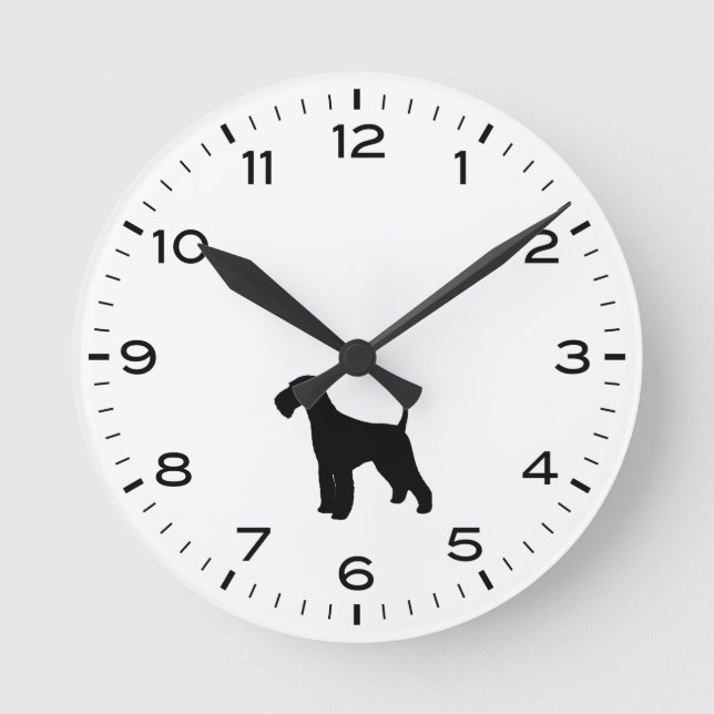 Reloj Redondo Mediano Airedale Terrier Dog Silhouette (Anverso)