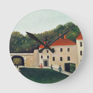 Reloj Redondo Mediano Ajardine con un arco y tres Houses, 1907 (aceite