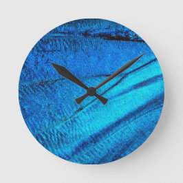 Reloj Redondo Mediano Ala de Mariposa Azul Irisada