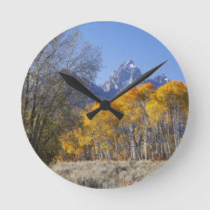 Reloj Redondo Mediano Álamos con la cordillera Teton