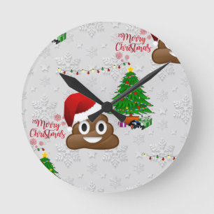 Reloj Redondo Mediano alegre navidad emoji poo