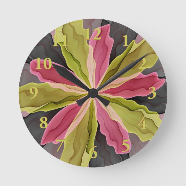 Reloj Redondo Mediano Alegría, antracita verde rosada Fantasía Flower Fr (Anverso)