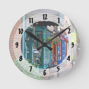 Reloj Redondo Mediano Alexandria VA - Restaurante Con Toldo Marrón