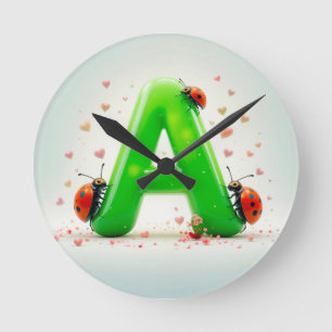 Reloj Redondo Mediano Alfabeto blanco, letra a)