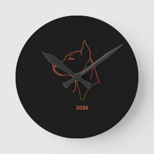 Reloj Redondo Mediano Alfombra de escritorio con arte de línea minimalis