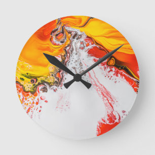 Reloj Redondo Mediano Alfombrilla de gel minimalista abstracta naranja