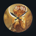 Reloj Redondo Mediano Alfons Mucha: Luna<br><div class="desc">Otro encantador reloj de pared de estilo Art Nouveau con Luna,  pintado por el pintor checo y artista decorativo Alfons Maria Mucha.</div>