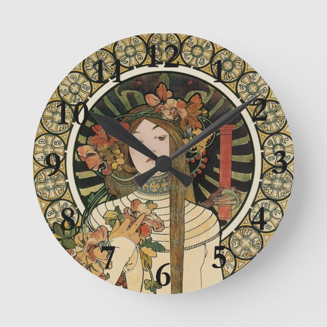 Reloj Redondo Mediano Alfonse Mucha Trappistine Nouveau (Anverso)