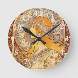 Reloj Redondo Mediano Alfonse Mucha Zodiac Art Nouveau Mujer