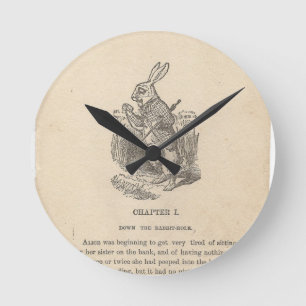 Reloj Redondo Mediano Alice In Wonderland, Chapter One, Down the Rabbit