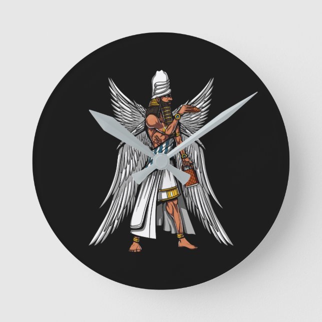 Reloj Redondo Mediano Alien Anunnaki Dios antiguo Rey Sumeriano (Anverso)