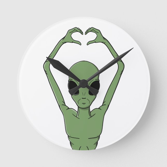 Reloj Redondo Mediano Alien Heart Pose (Anverso)