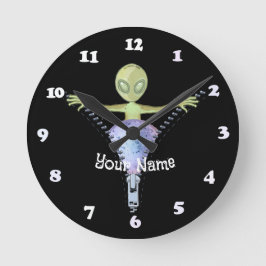 Reloj Redondo Mediano Alienígena con Cremallera