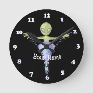 Reloj Redondo Mediano Alienígena con Cremallera 