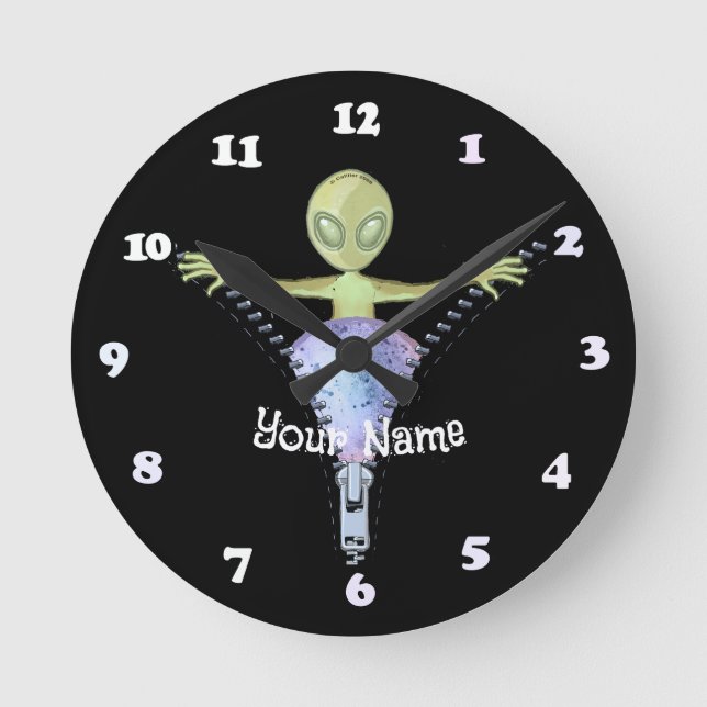 Reloj Redondo Mediano Alienígena con Cremallera  (Anverso)