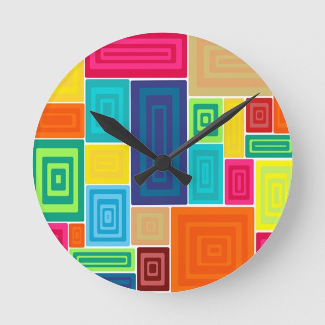 Reloj Redondo Mediano All Over Rectangles (Anverso)
