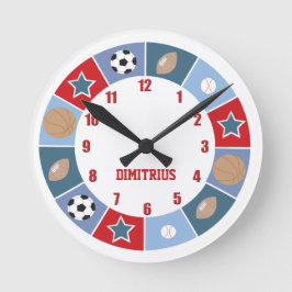 Reloj Redondo Mediano All Stars Sports theme Nursery Wall Clock