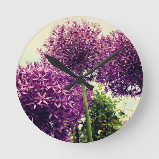 Reloj Redondo Mediano Allium Púrpura (Anverso)