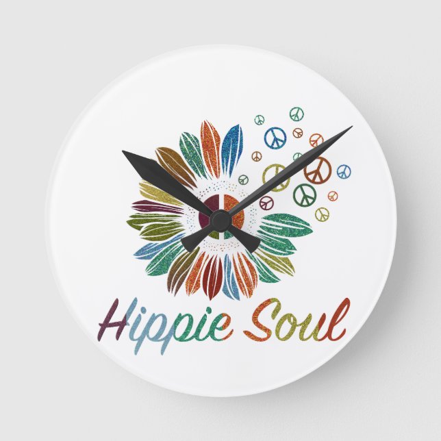 Reloj Redondo Mediano Alma de Hippie Boho Paz y Amor  (Anverso)