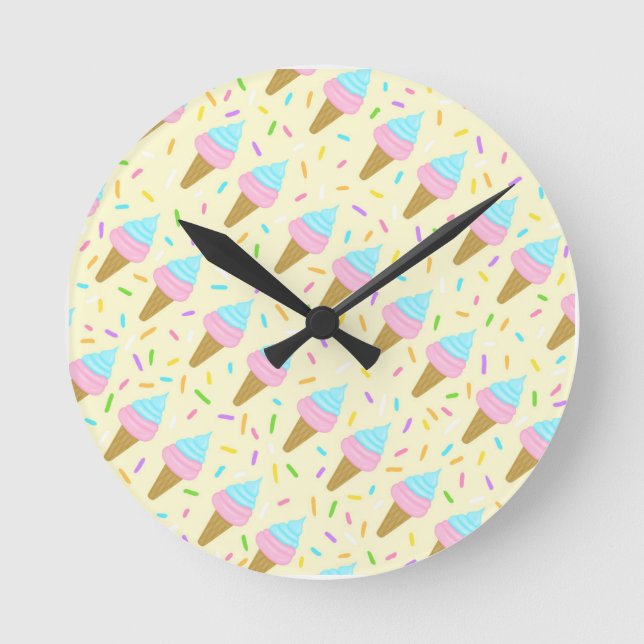 Reloj Redondo Mediano Almofada fofa com estampa contínua de sorvetes (Anverso)