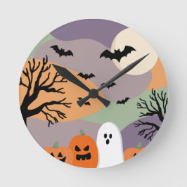 Reloj Redondo Mediano Almofada noite de halloween abóboras e fantasmas