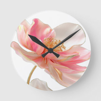 Reloj Redondo Mediano Almohada con acento de flor rosa Blush Chic Modern