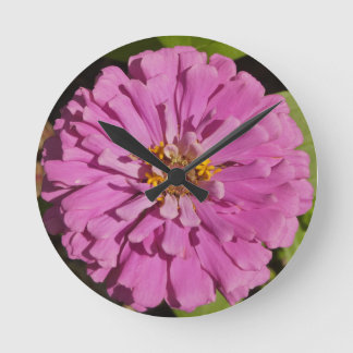 Reloj Redondo Mediano Almohada decorativa de moda con zinnia púrpura