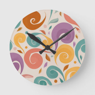 Reloj Redondo Mediano Almohada Retro de Tirar con Remolino Abstracto en