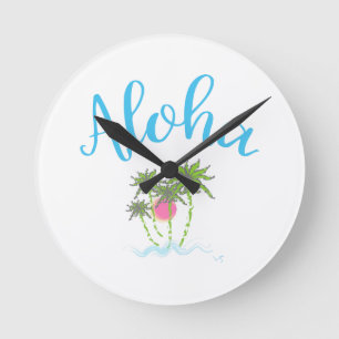Reloj Redondo Mediano Aloha Beaches Hawaiian Style Summer