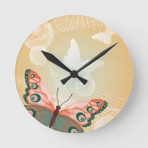 Reloj Redondo Mediano Aloha Hawái Boda mariposa arte destino