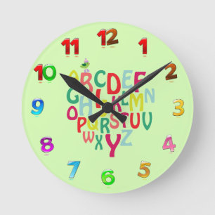 Reloj Redondo Mediano Alphabet Wall Clock