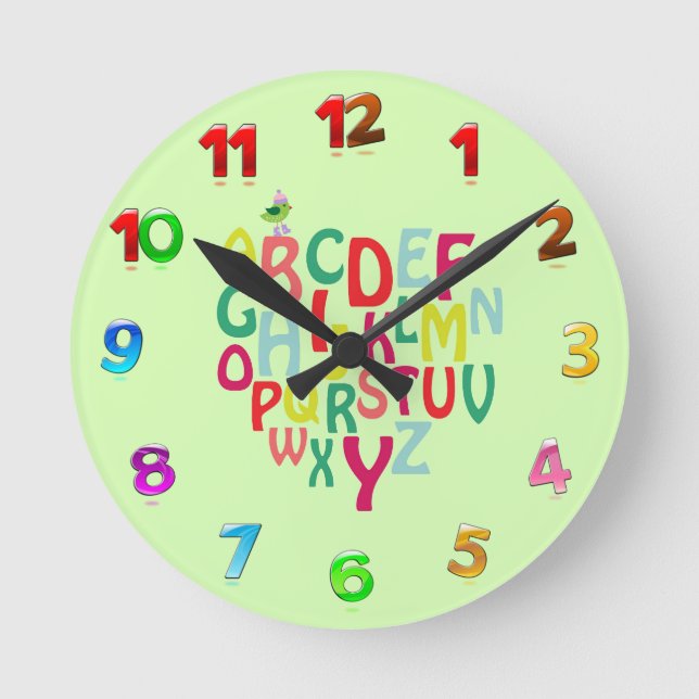 Reloj Redondo Mediano Alphabet Wall Clock (Anverso)