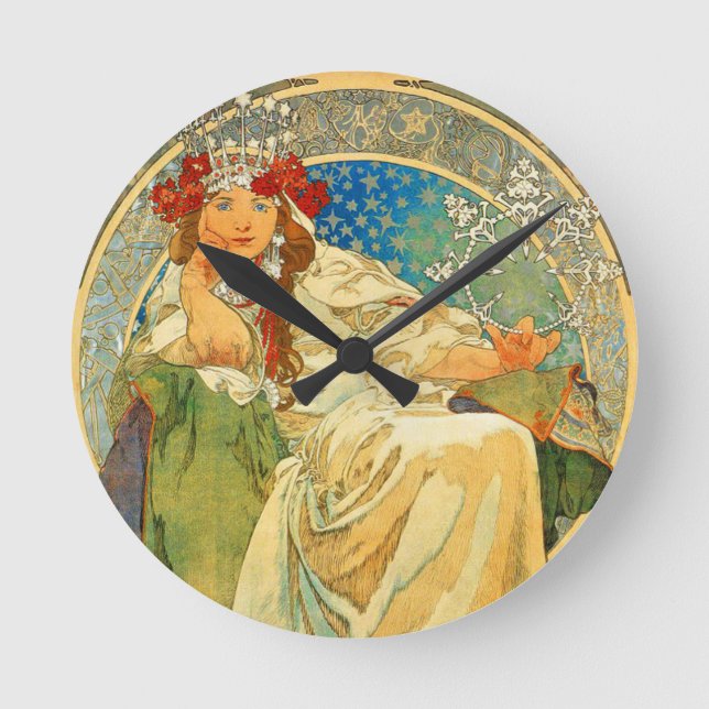 Reloj Redondo Mediano Alphonse Mucha Art Nouveau Princess Hyacinth (Anverso)