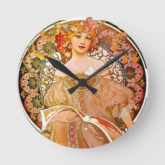 Reloj Redondo Mediano Alphonse Mucha Dreaming (Reverie) (Anverso)