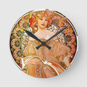 Reloj Redondo Mediano Alphonse Mucha Dreaming (Reverie)