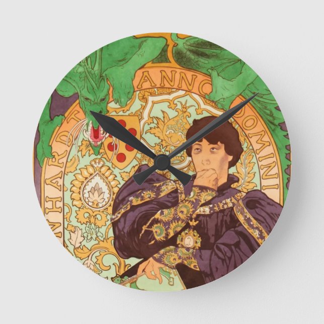 Reloj Redondo Mediano Alphonse Mucha Prince y Dragon (Anverso)