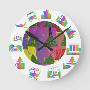 Reloj Redondo Mediano Alrededor Del Mundo 