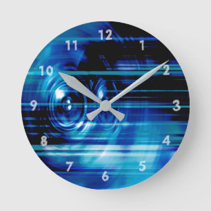 Reloj Redondo Mediano Altavoces de música azul